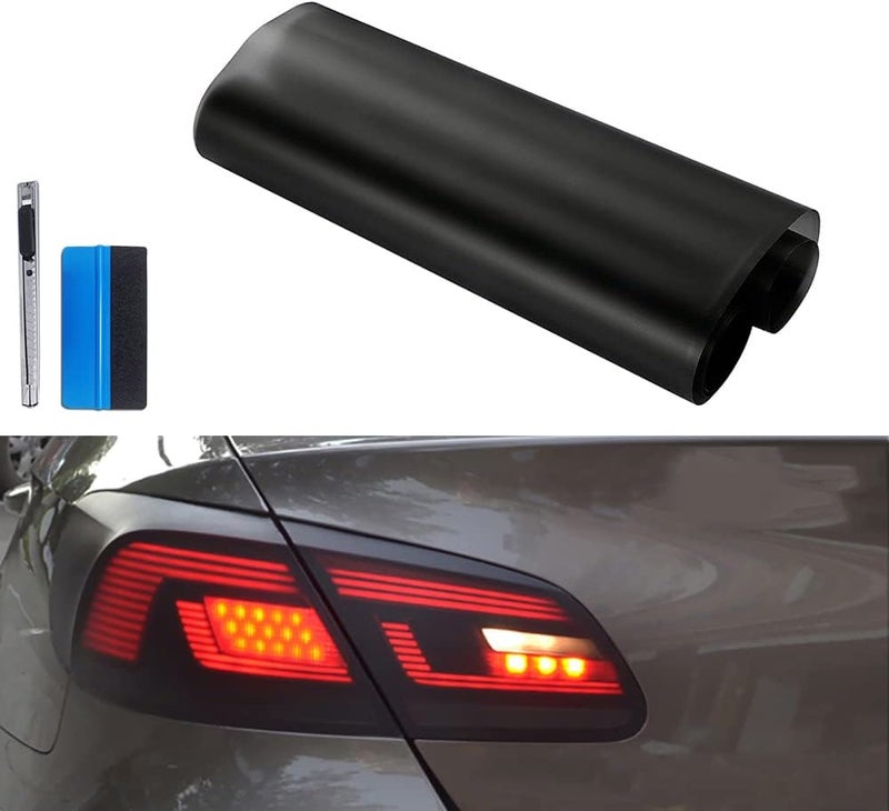 fangfei 12 by 48 inches Self Adhesive Auto Car Tint Headlight Taillight Fog Light Matte Smoke Film Vinyl Sheet Sticker Cover - Image 1